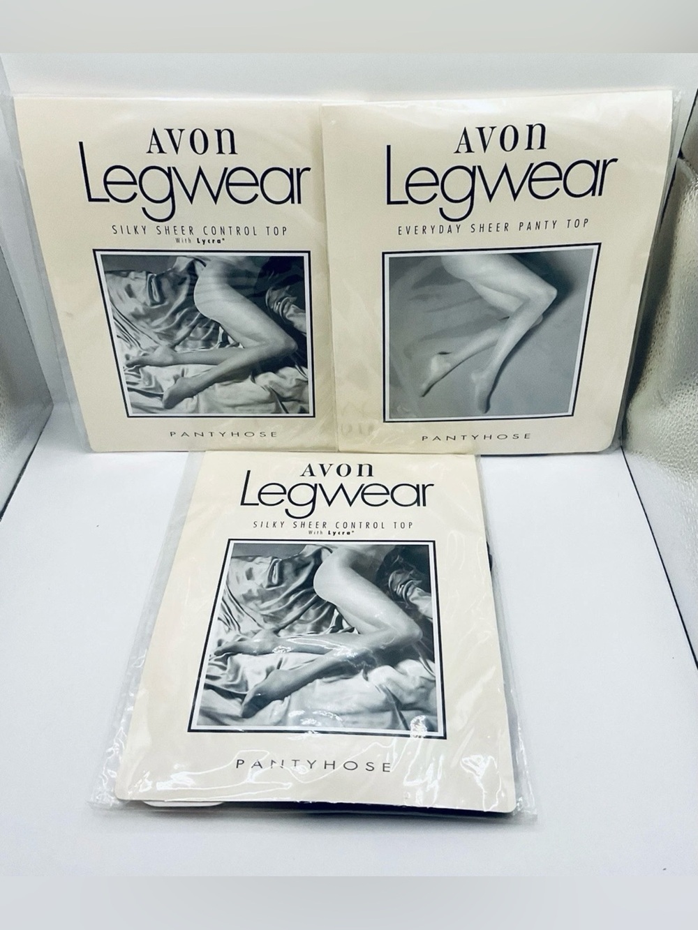 VINTAGE AVON LEGWEAR LOT OF 3 PANTYHOSE OFF BLACK & COCOA SIZES C & D